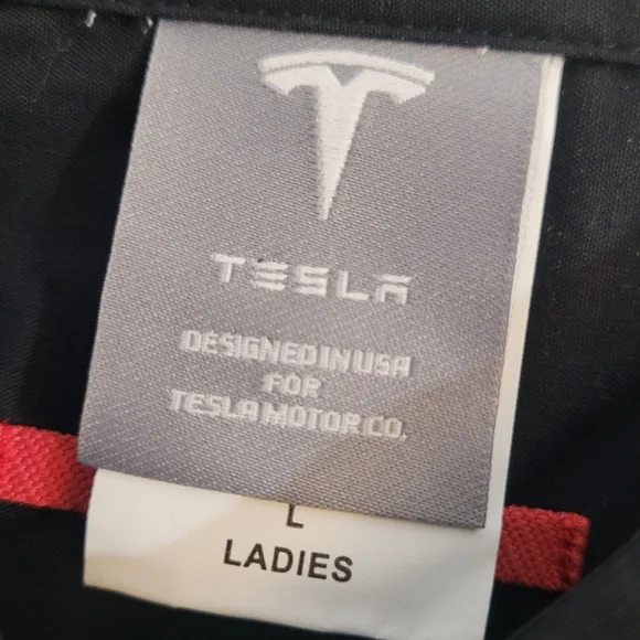 Tesla Women's button down dress shirt tapered Med 3/4 sleeve Black Sz Large - Picture 3 of 7